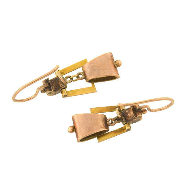 Victorian 14kt Hanging Tracery Enamel Earrings - Image 5