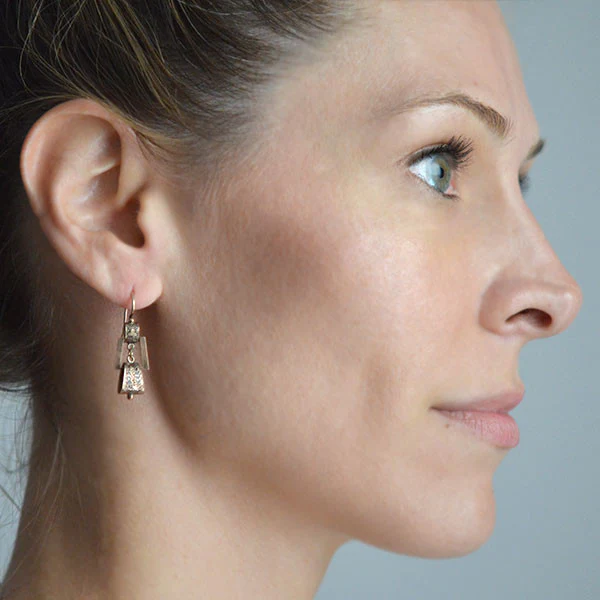 Victorian 14kt Hanging Tracery Enamel Earrings - Image 6