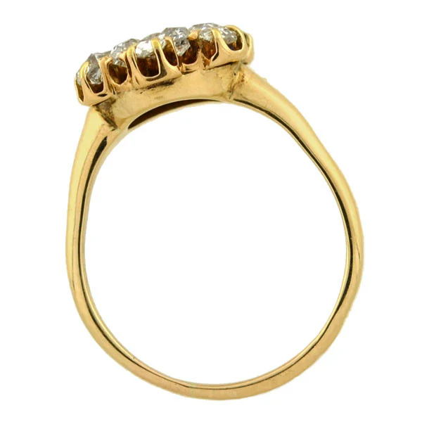Victorian 14kt Mine Cut Diamond Cluster Ring - Image 3