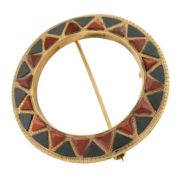 Victorian 14kt Scottish Carnelian & Bloodstone Circle Pin/Pendant - Image 3