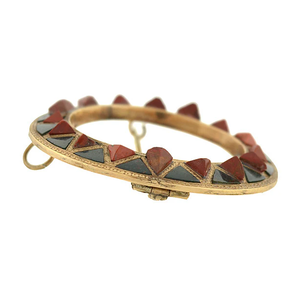 Victorian 14kt Scottish Carnelian & Bloodstone Circle Pin/Pendant - Image 4