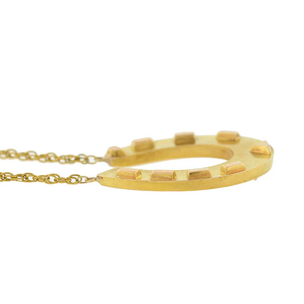 Victorian 15kt Yellow & Rose Gold Horseshoe Necklace - Image 4