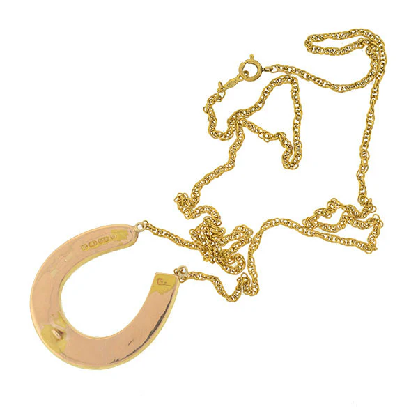 Victorian 15kt Yellow & Rose Gold Horseshoe Necklace - Image 5