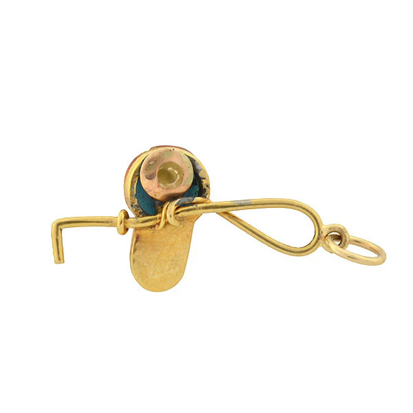 Victorian 18kt Enamel Jockey Cap & Riding Crop Charm - Image 4