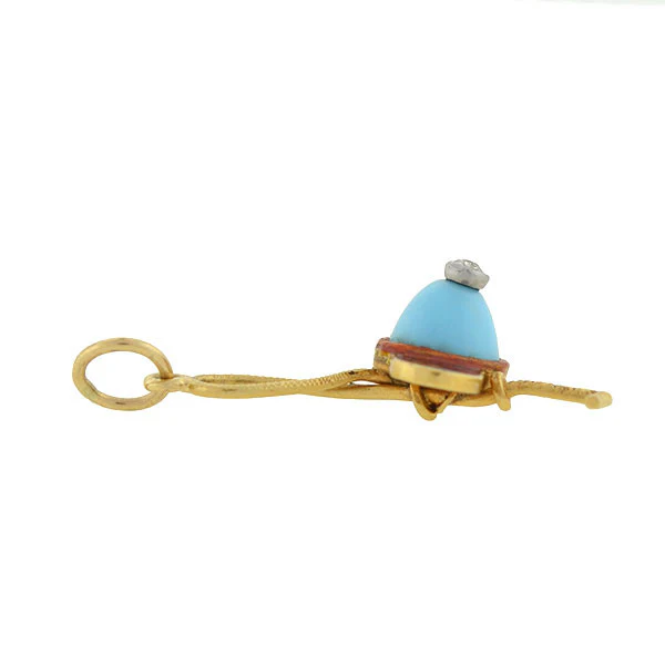 Victorian 18kt Enamel Jockey Cap & Riding Crop Charm - Image 5