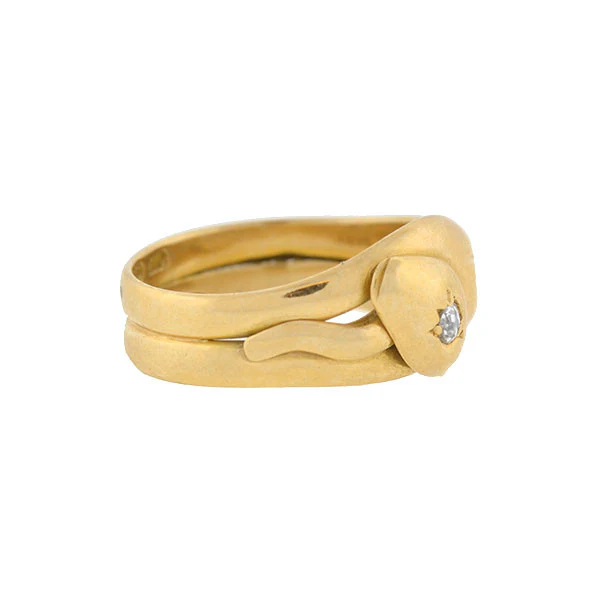 Victorian 18kt Sapphire & Diamond Double Snake Ring - Image 2