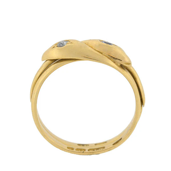 Victorian 18kt Sapphire & Diamond Double Snake Ring - Image 4