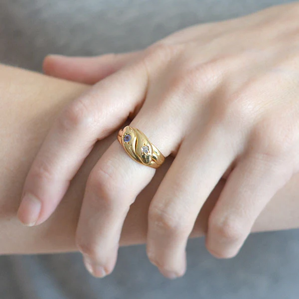 Victorian 18kt Sapphire & Diamond Double Snake Ring - Image 7