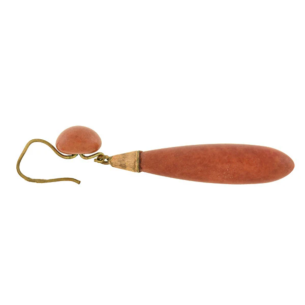 Victorian 9kt Carved Jasper Teardrop Earrings - Image 5