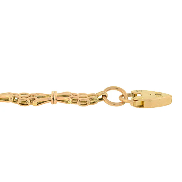 Victorian 9kt Gold Gatelink Bracelet with Padlock Heart Clasp - Image 5