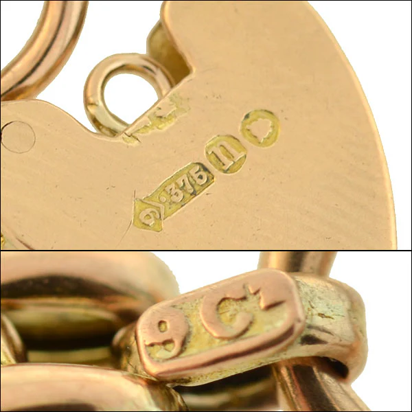 Victorian 9kt Gold Gatelink Bracelet with Padlock Heart Clasp - Image 6