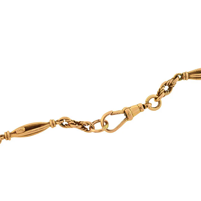 Victorian 9kt Open Wirework Link Watch Chain Necklace 20" - Image 5