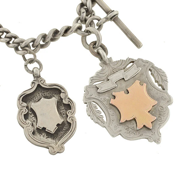 Victorian English Sterling & Rose Gold Medallion Festoon Necklace - Image 4