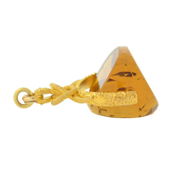 Victorian Huge 18kt Faceted Citrine & Snake Spinner Fob - Image 4