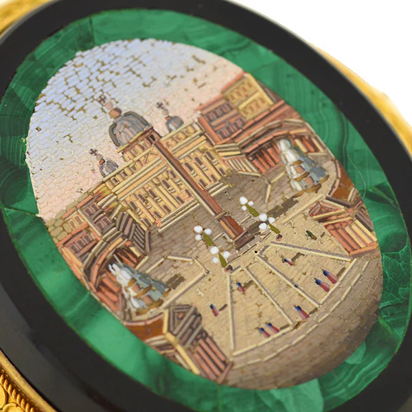 Victorian Large 18kt Vatican City Micro Mosaic Pin/Pendant - Image 4