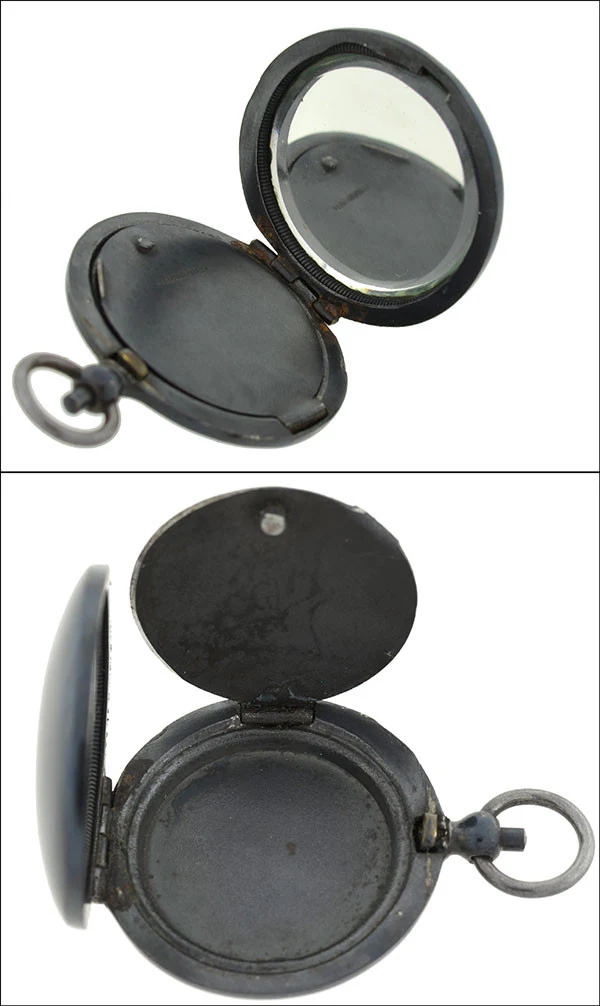 Victorian Large Gunmetal Mirrored Locket - Image 5