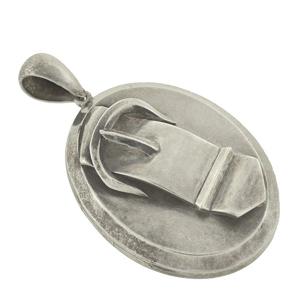 Victorian Large Sterling 3-Dimensional Buckle Locket - Image 2