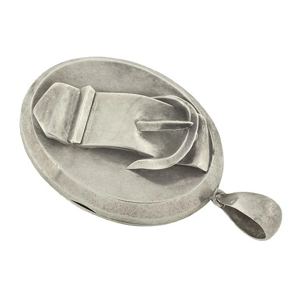 Victorian Large Sterling 3-Dimensional Buckle Locket - Image 3