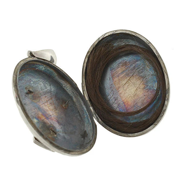 Victorian Large Sterling 3-Dimensional Buckle Locket - Image 5