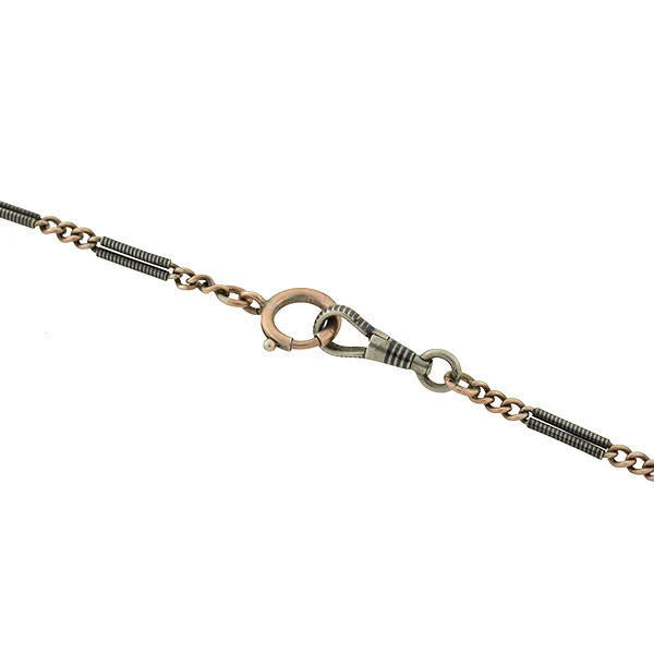 Victorian Long Niello Striped Double Bar Link Chain 56" - Image 4