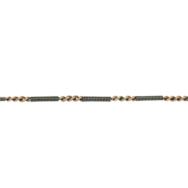 Victorian Long Niello Striped Double Bar Link Chain 56" - Image 5