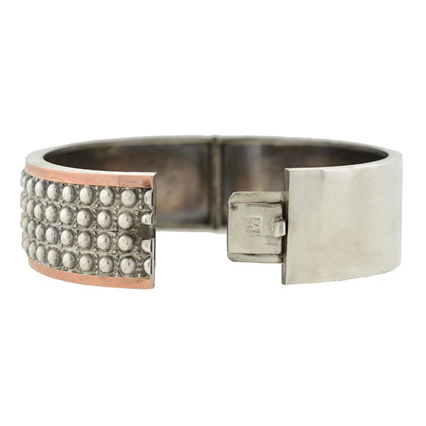 Victorian Mixed Metals Raised Beadwork Bangle Bracelet - Image 2