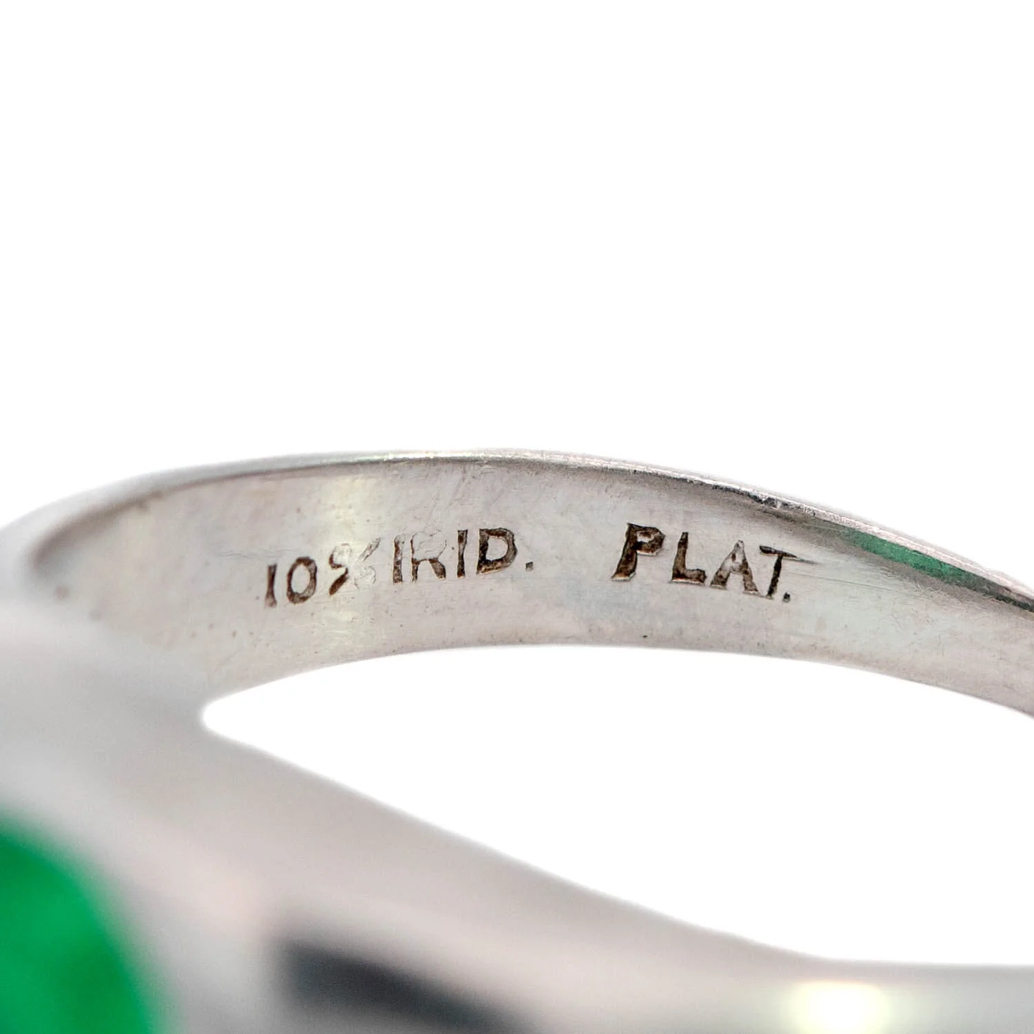 Victorian Platinum Diamond & Emerald Cabochon Ring - Image 6