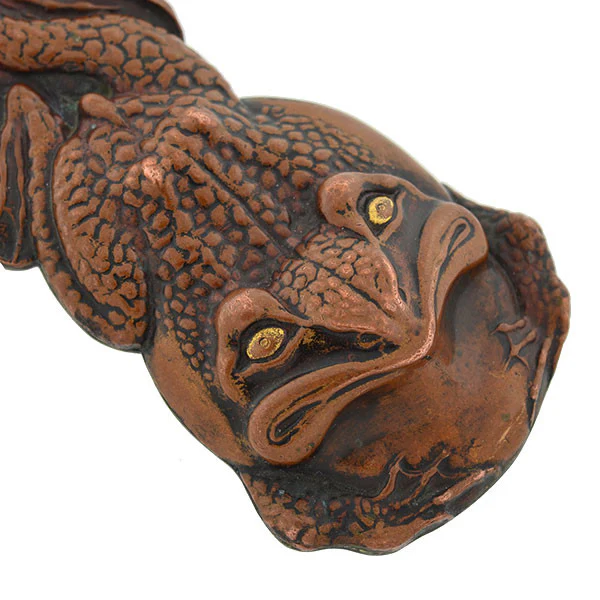 Victorian Huge Japanese Bronze Shakudo Frog Pendant - Image 3