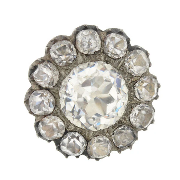 Victorian Sterling & 14kt French Paste Cluster Clip Earrings - Image 2