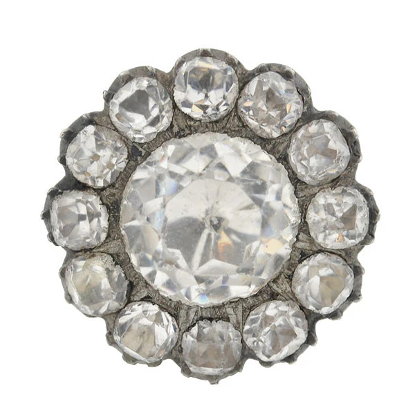 Victorian Sterling & 14kt French Paste Cluster Clip Earrings - Image 3