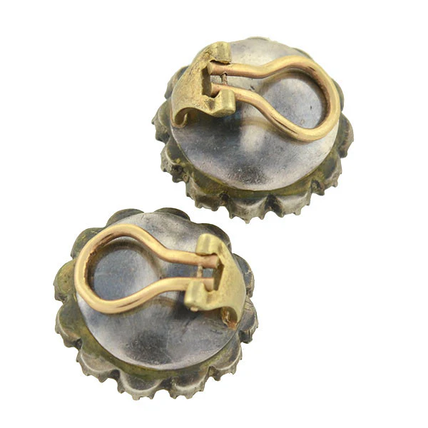 Victorian Sterling & 14kt French Paste Cluster Clip Earrings - Image 5