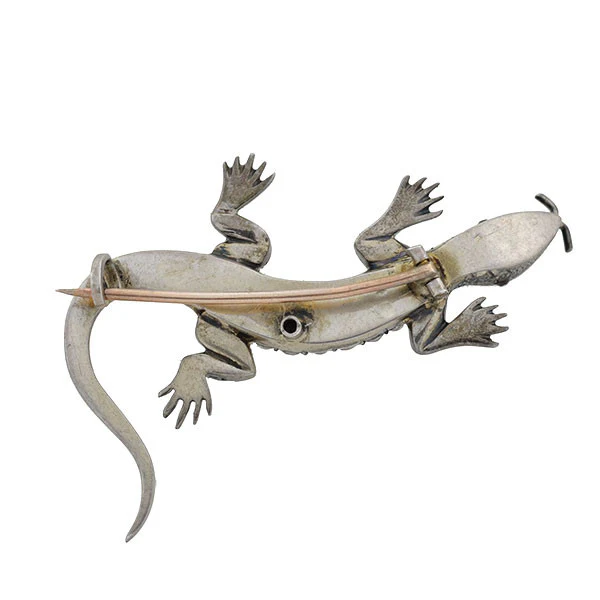 Victorian Sterling & French Paste Lizard Pin - Image 5