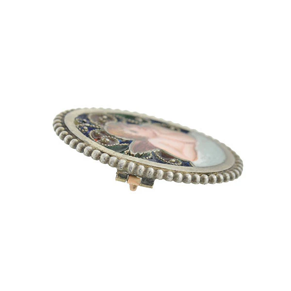 G.A.S. Victorian Sterling Gilt & Plique-à-Jour Enameled Cherub Pin - Image 5