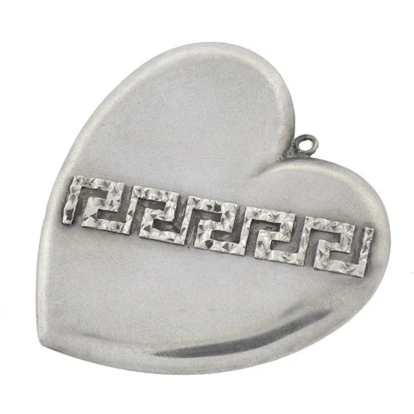 Victorian Sterling Roman Key Heart Pendant - Image 3