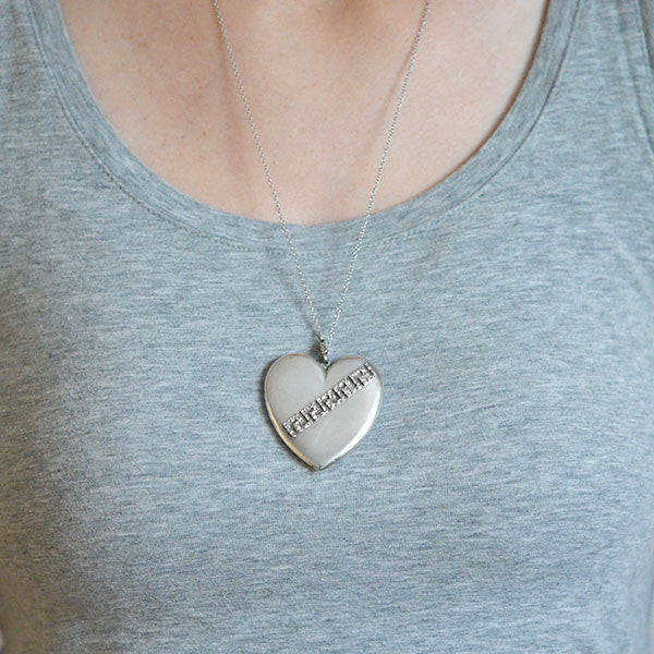 Victorian Sterling Roman Key Heart Pendant - Image 6