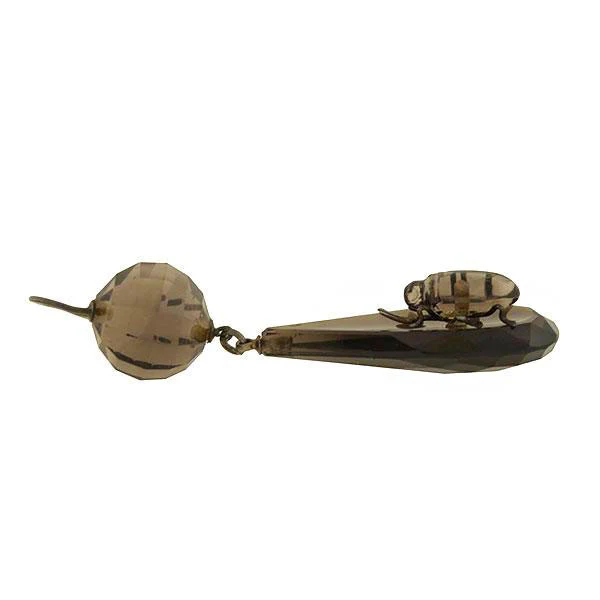 Victorian Sterling Smoky Topaz Beetle Earrings - Image 4