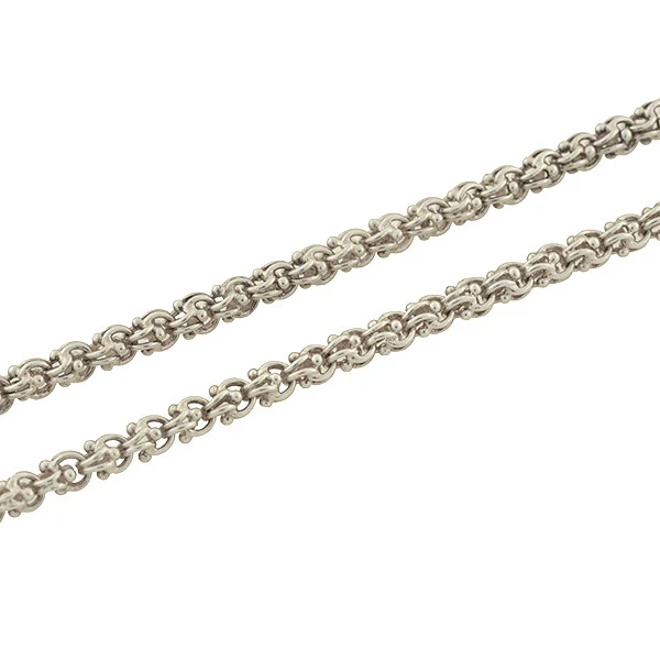 Victorian Style Long Sterling Beaded Link Chain 48" - Image 3