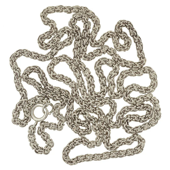 Victorian Style Long Sterling Beaded Link Chain 48" - Image 6