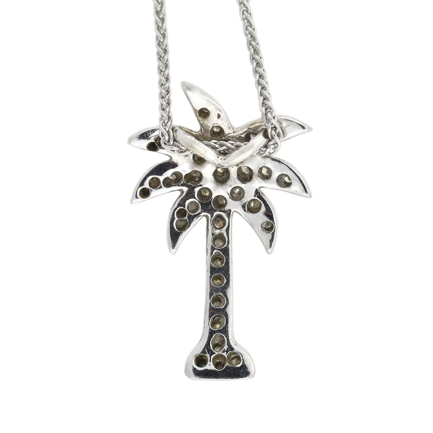 Estate 14kt Diamond Palm Tree Pendant Necklace - Image 4