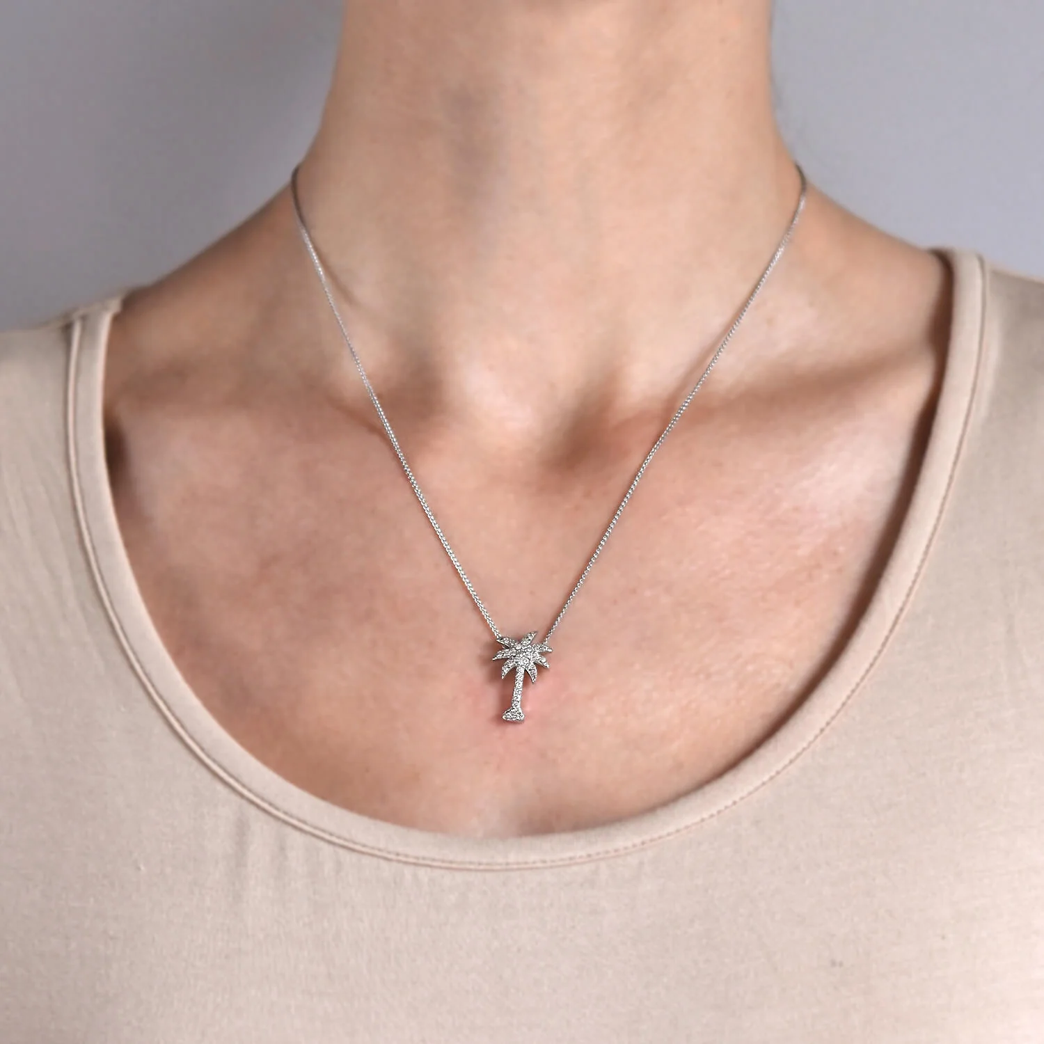Estate 14kt Diamond Palm Tree Pendant Necklace - Image 7