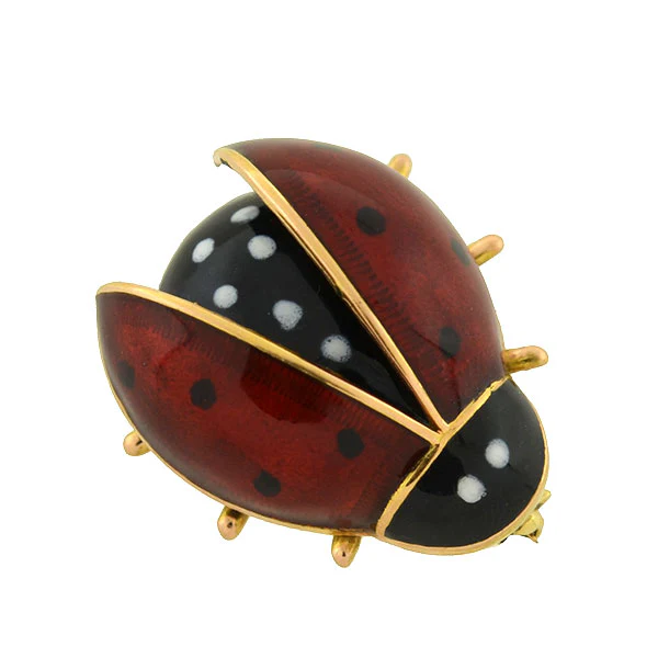 Vintage 14kt Enamel Ladybug Pin - Image 2