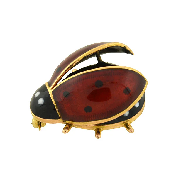 Vintage 14kt Enamel Ladybug Pin - Image 3