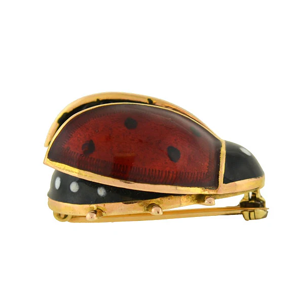 Vintage 14kt Enamel Ladybug Pin - Image 4