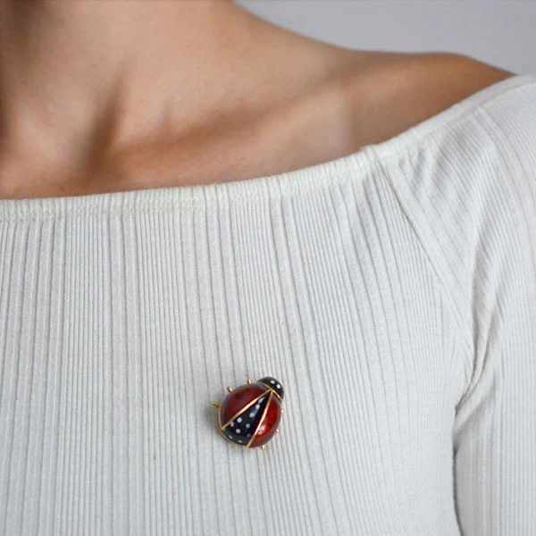 Vintage 14kt Enamel Ladybug Pin - Image 7