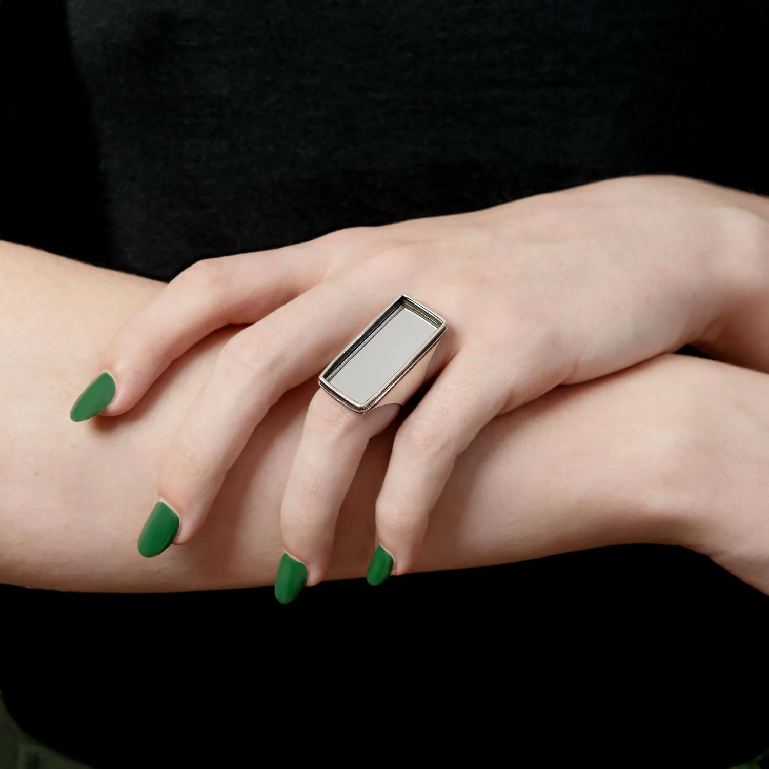 ANN DEMEULEMEESTER Estate Sterling Silver Mirror Ring - Image 6