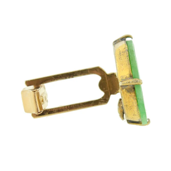 Vintage Chinese 14kt & Silver Gilt Carved Jade Cufflinks - Image 4