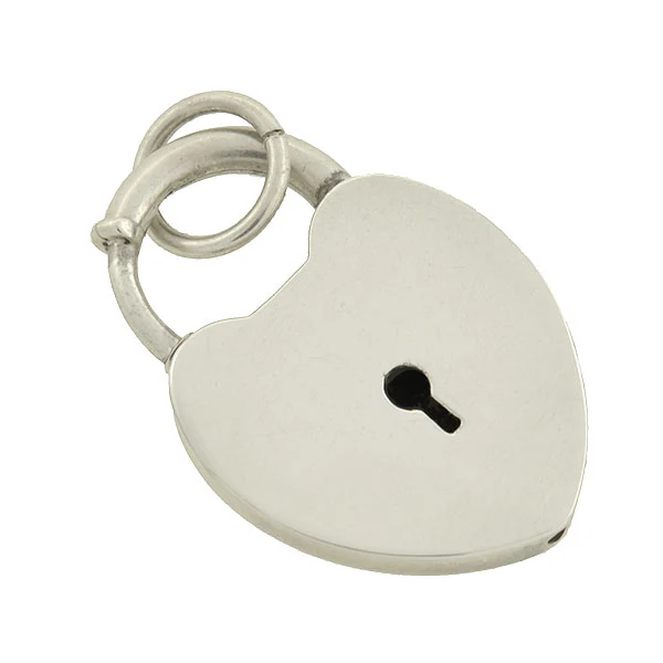 Vintage Sterling Silver Padlock Heart Pendant - Image 2