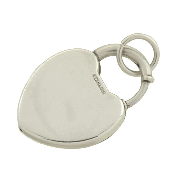Vintage Sterling Silver Padlock Heart Pendant - Image 3
