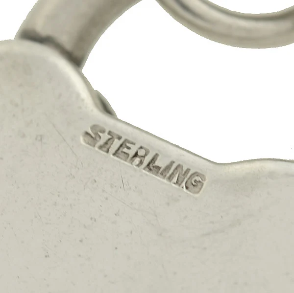 Vintage Sterling Silver Padlock Heart Pendant - Image 5