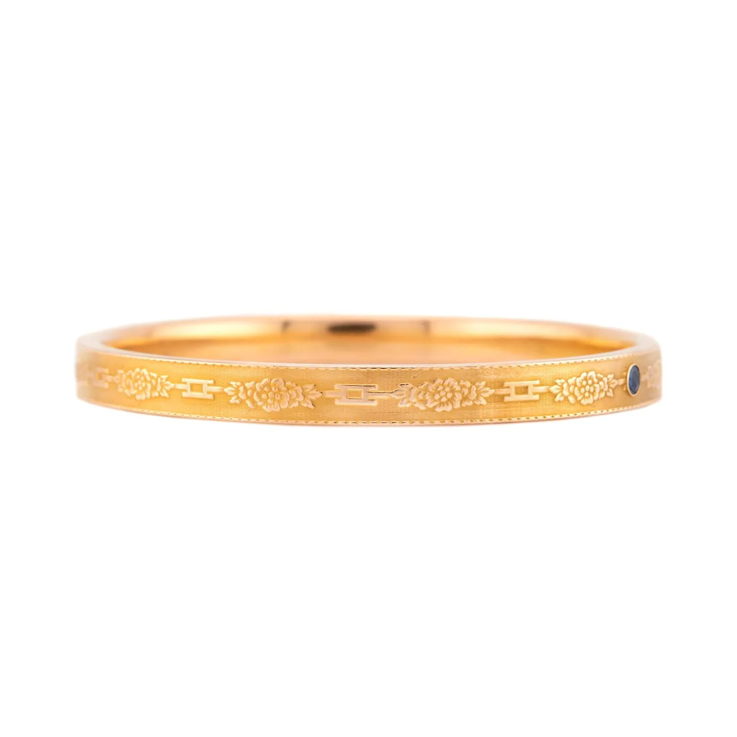 A.J. HEDGES & CO. Edwardian 14k Diamond & Sapphire Bangle - Image 2